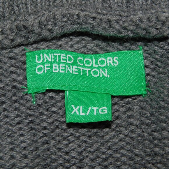 United Colors of Benetton Womens XL Gray White Striped 1/2 Zip Sweater - Picture 9 of 13